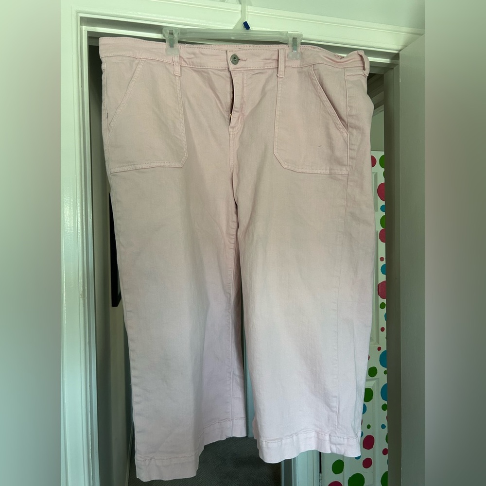 Pink denim wide leg